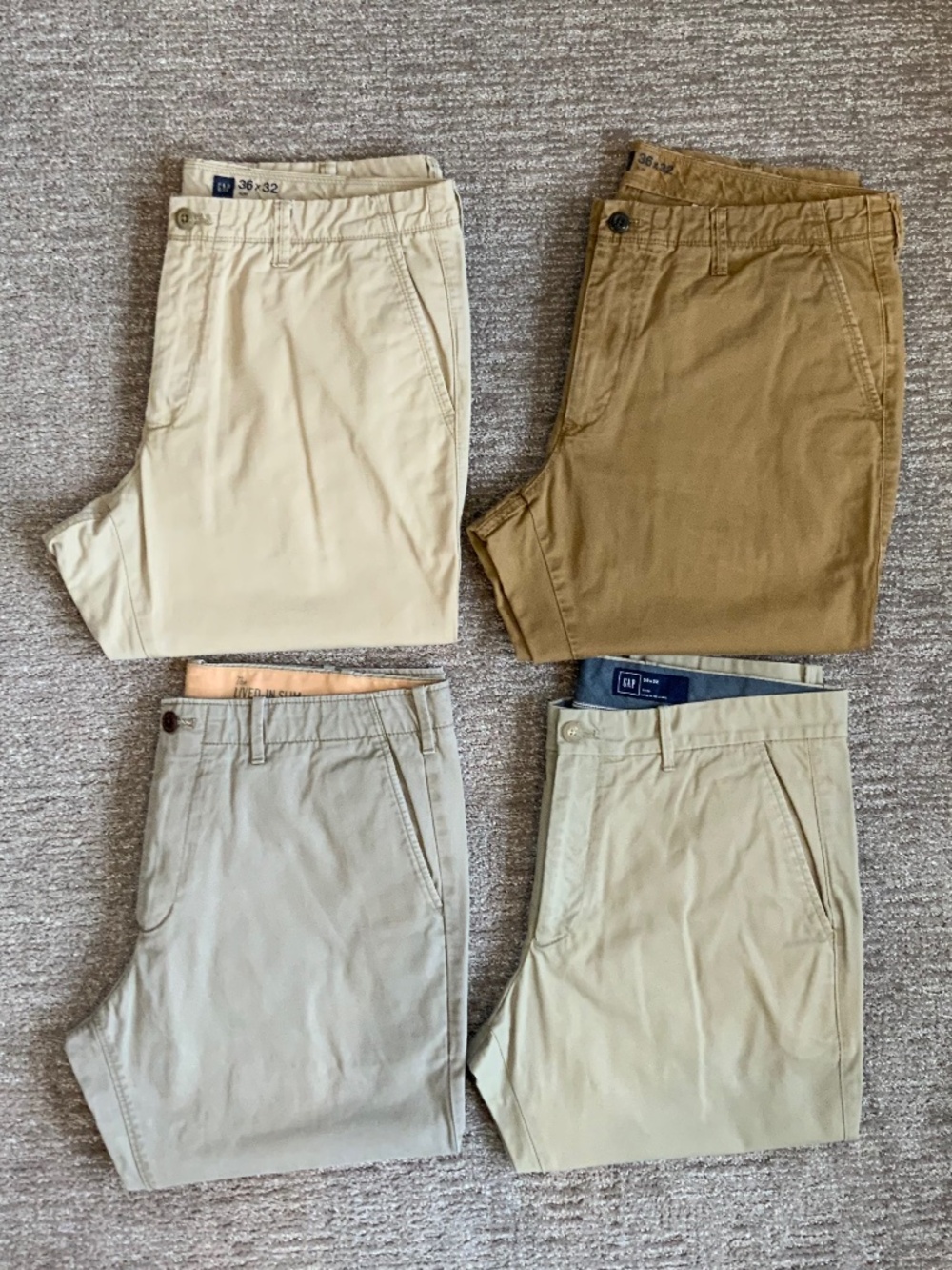 GAP Slim Chino Khakis 36x32 Lot of (4)
